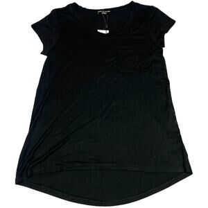 Cable & Gauge T-Shirt Black Short Sleeve High-Low‎ Tunic Women's S Chest Pocket